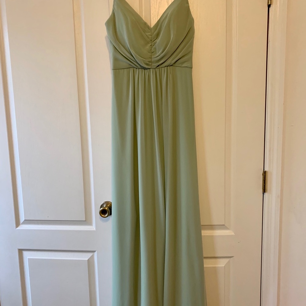 Bill Levcoff chiffon bridesmaid dress in Pistachio